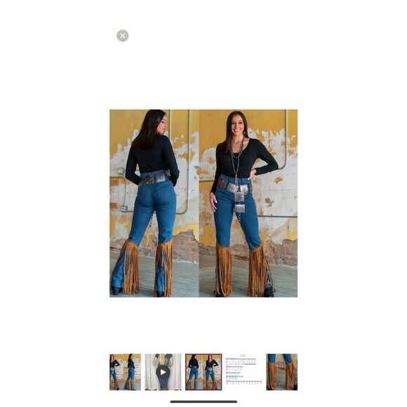 NWT L&B Studded Fringe Jeans Lucky and Blessed 22 - Picture 2 of 6